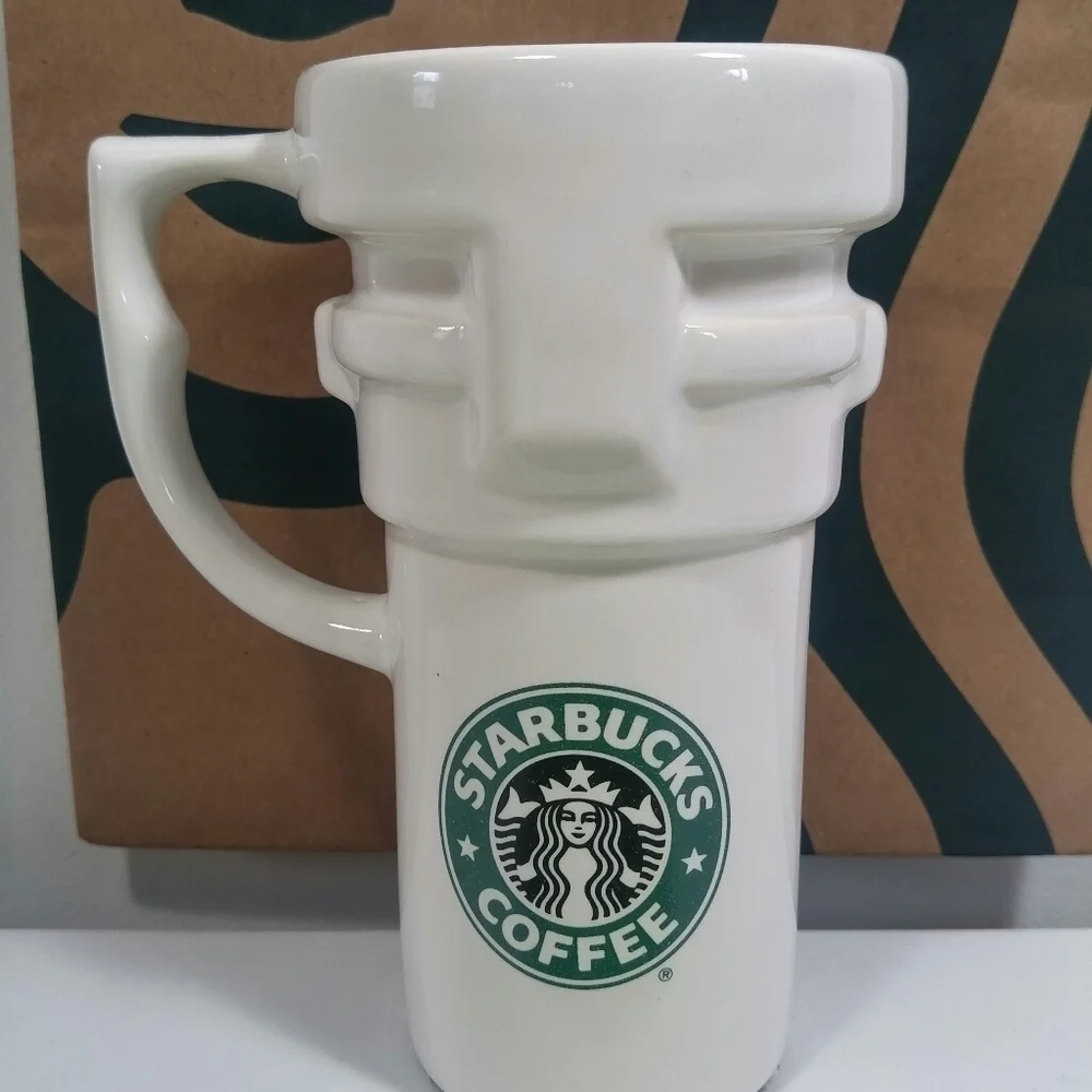 Vintage Rare Starbucks Tall Travel Mug Mermaid Logo Ceramic